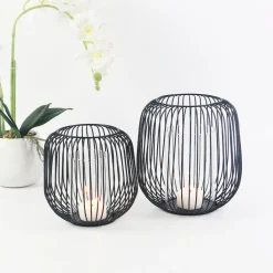 Nimara Aja sort metal lanterne 17 cm* Lysestager