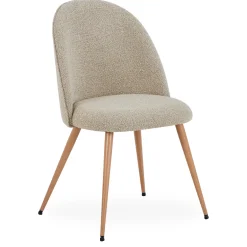 Nimara Annika spisebordsstol - Beige boucle stof med ben i egetræslook* Spisebordsstole