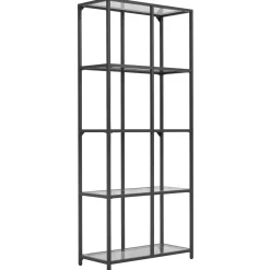 Nimara Bianca sort bogreol med glashylder 80x35x180 cm* Reoler|Opbevaring Til Stuen