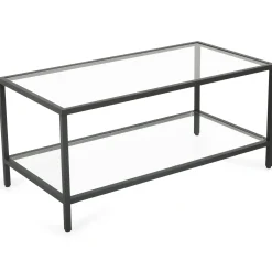 Nimara Bianca sort sofabord metalstel og glas - 100x50x40 cm* Sofaborde
