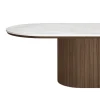 Nimara Bobby - Oval sofabord med lys beige stenbordplade og fod i røget eg 120x55x45 cm* Sofaborde