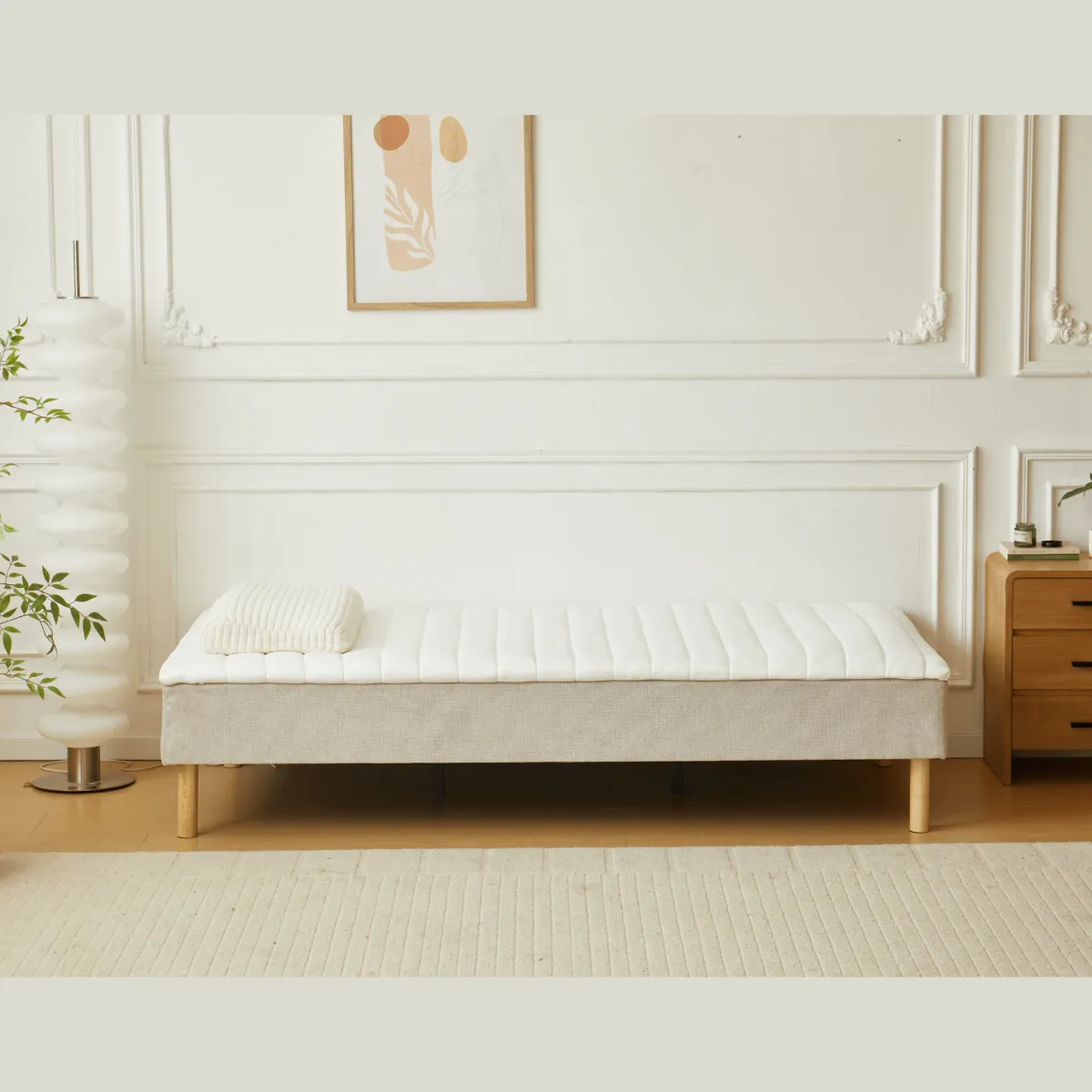 Nimara Boxmadras seng i beige 90x200 cm med 4 cm topmadras i PU-skum ekskl. ben* Boxmadrasser|Alle Senge