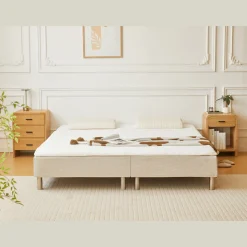 Nimara Boxmadras seng i beige 180x200 cm med 4 cm topmadras i PU-skum ekskl. ben* Boxmadrasser|Alle Senge