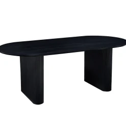 Nimara Carisma sort ovalt lamel spisebord 200 x 100 cm med søjleben* Spiseborde