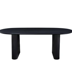 Nimara Carisma sort ovalt lamel spisebord 200 x 100 cm med søjleben* Spiseborde
