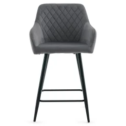 Nimara Carlo - barstol grå velour med armlæn 65 cm* Barstole