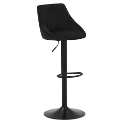 Nimara Cassie - Sort justerbar barstol i velour med drejefunktion 360 grader* Barstole