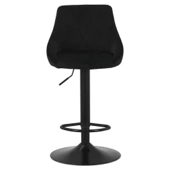 Nimara Cassie - Sort justerbar barstol i velour med drejefunktion 360 grader* Barstole