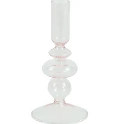 Nimara Chicka lysestage glas lyserød 21 cm* Lysestager