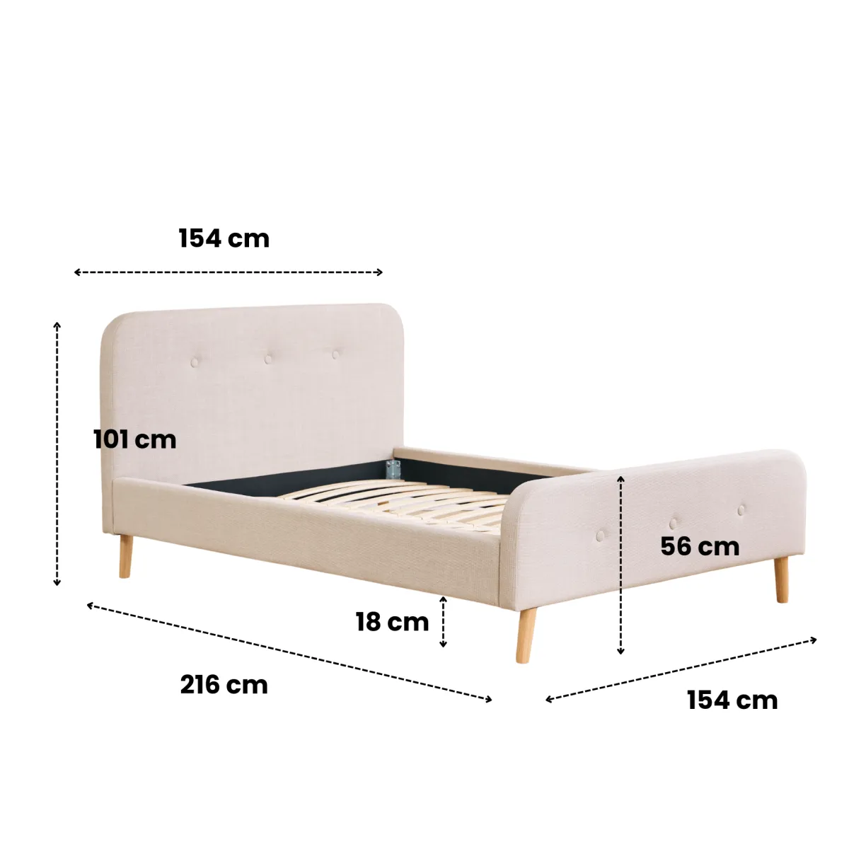 Nimara Christian sengeramme i beige 140x200 cm ekskl. sengelameller og madrasser* Sengerammer|Alle Senge