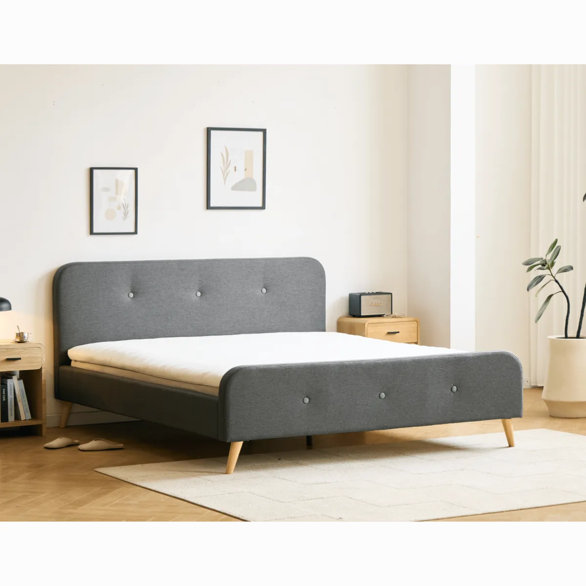 Nimara Christian sengeramme i grå 180x200 cm ekskl. sengelameller og madrasser* Sengerammer|Alle Senge