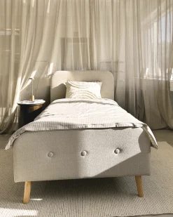 Nimara Christian seng i beige 90x200 cm inkl. sengelameller og madrasser* Sengerammer|Alle Senge