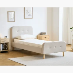 Nimara Christian seng i beige 90x200 cm inkl. sengelameller og madrasser* Sengerammer|Alle Senge