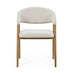 Nimara Ebba spisebordsstol - Beige tekstil med ben i egelook* Spisebordsstole