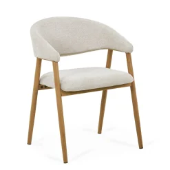 Nimara Ebba spisebordsstol - Beige tekstil med ben i egelook* Spisebordsstole