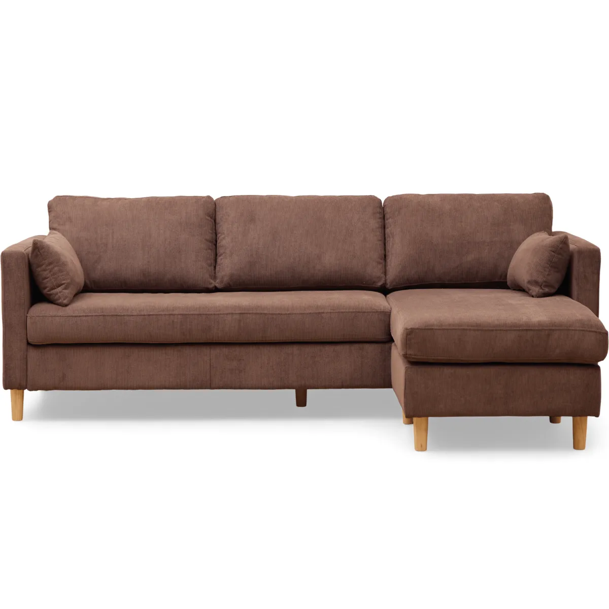 Nimara Ellis - Højrevendt og venstrevendt vendbar chaiselong sofa brun fløjl - L: 215 x D: 82 x H: 78 cm* Sofaer