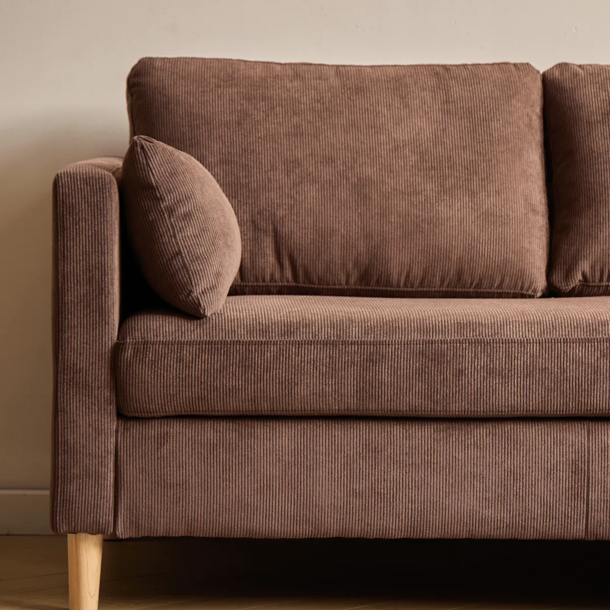 Nimara Ellis - Højrevendt og venstrevendt vendbar chaiselong sofa brun fløjl - L: 215 x D: 82 x H: 78 cm* Sofaer