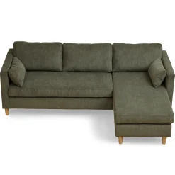 Nimara Ellis - Højrevendt og venstrevendt vendbar chaiselong sofa grøn fløjl - L: 215 x D: 82 x H: 78 cm* Sofaer