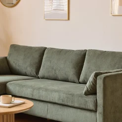 Nimara Ellis - Højrevendt og venstrevendt vendbar chaiselong sofa grøn fløjl - L: 215 x D: 82 x H: 78 cm* Sofaer