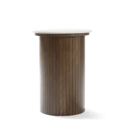 Nimara Enzo sidebord i stenbordplade med røget eg lamelfod Ø40 cm* Hjørneborde & Sengeborde|Hjørneborde & Sengeborde