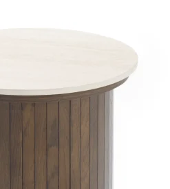 Nimara Enzo sidebord i stenbordplade med røget eg lamelfod Ø40 cm* Hjørneborde & Sengeborde|Hjørneborde & Sengeborde