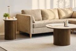 Nimara Enzo sidebord i stenbordplade med røget eg lamelfod Ø40 cm* Hjørneborde & Sengeborde|Hjørneborde & Sengeborde