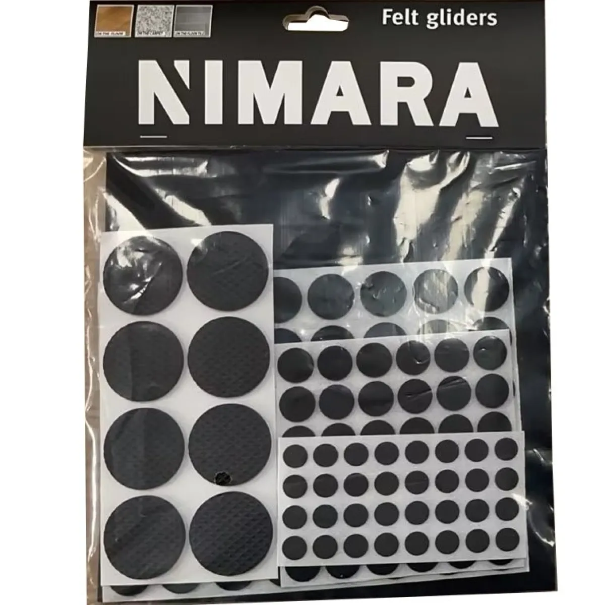 Nimara Filtpuder/møbelpuder til gulvbeskyttelse (125 stk/pk)* Filtsko