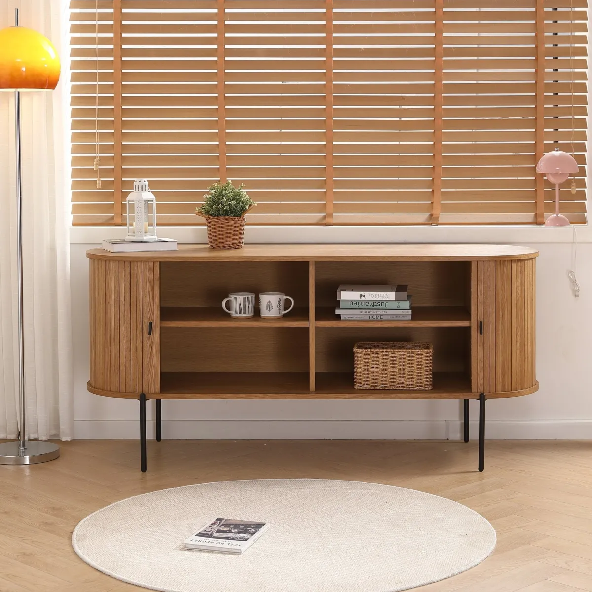 Nimara Florence jalousi skab med lameller i eg 160x45x75 cm* Kommoder & Skænke|Kommoder & Skænke