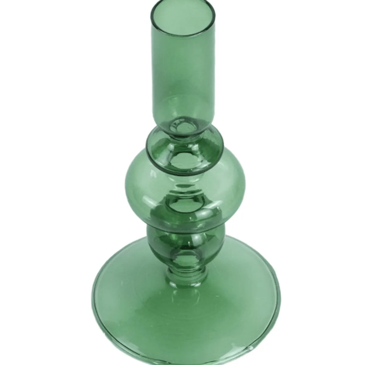 Nimara Gracie glas lysestage grøn 18 cm* Lysestager
