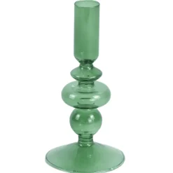Nimara Gracie glas lysestage grøn 18 cm* Lysestager