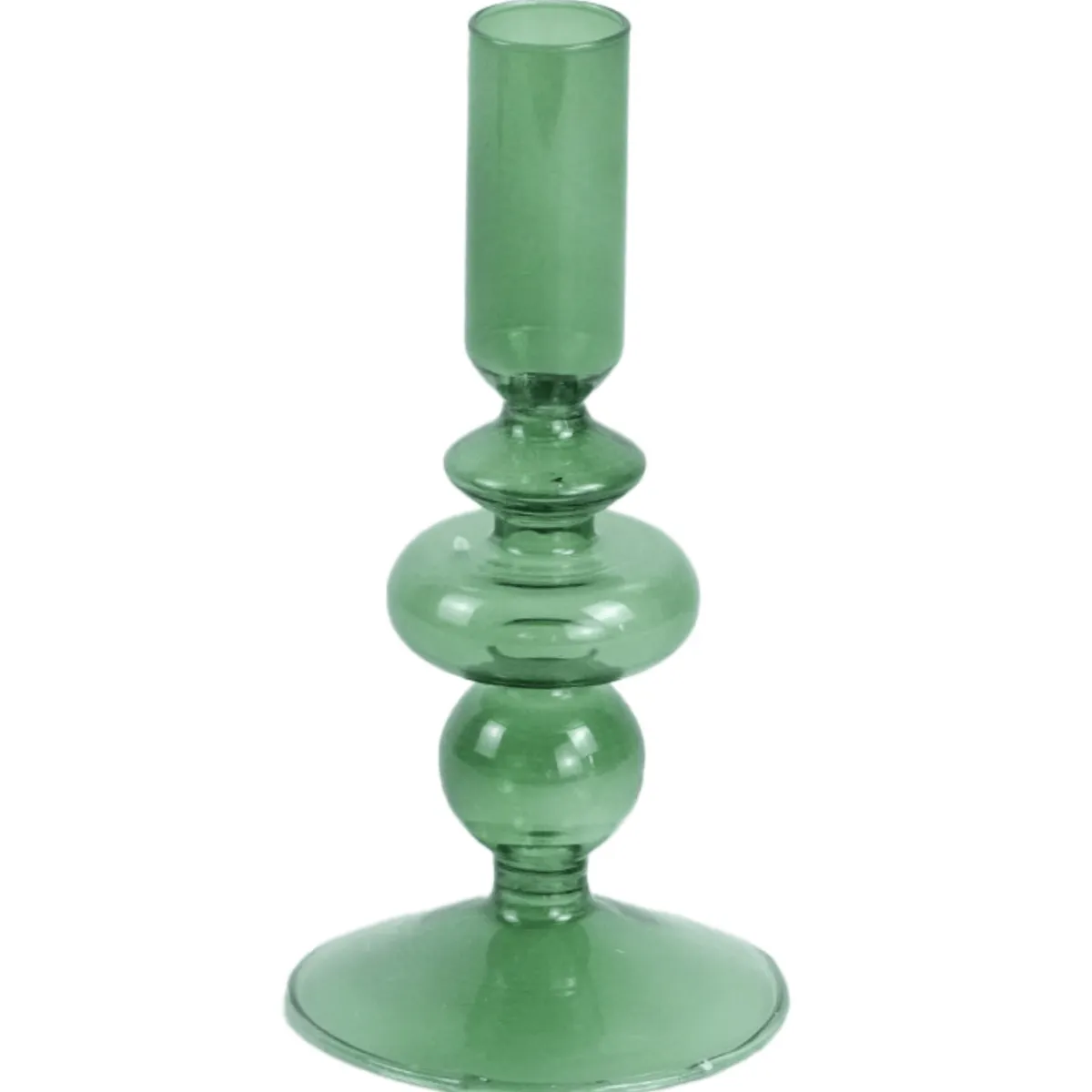 Nimara Gracie glas lysestage grøn 18 cm* Lysestager