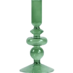 Nimara Gracie glas lysestage grøn 18 cm* Lysestager