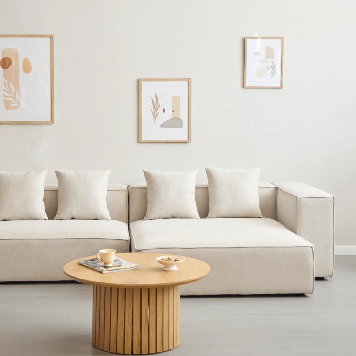 Nimara Hailey - Højrevendt chaiselong modulsofa i beige med 2 moduler L: 294 X D: 148 X H: 65 cm* Sofaer