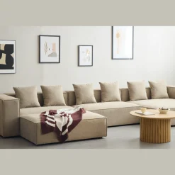 Nimara Hailey - Højrevendt chaiselong modulsofa med puf i sand L: 415 X D: 172 X H: 65 cm* Sofaer