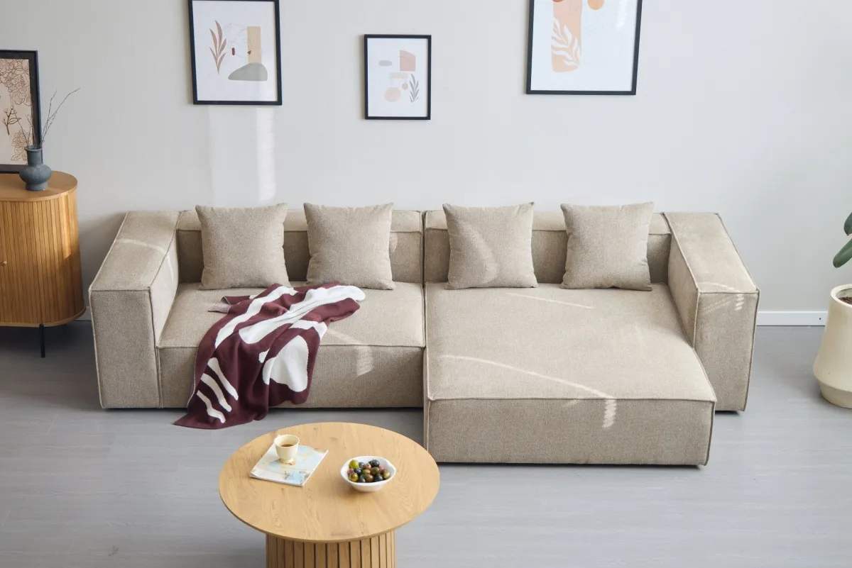 Nimara Hailey - Højrevendt chaiselong modulsofa i sand med 2 moduler L: 294 X D: 148 X H: 65 cm* Sofaer