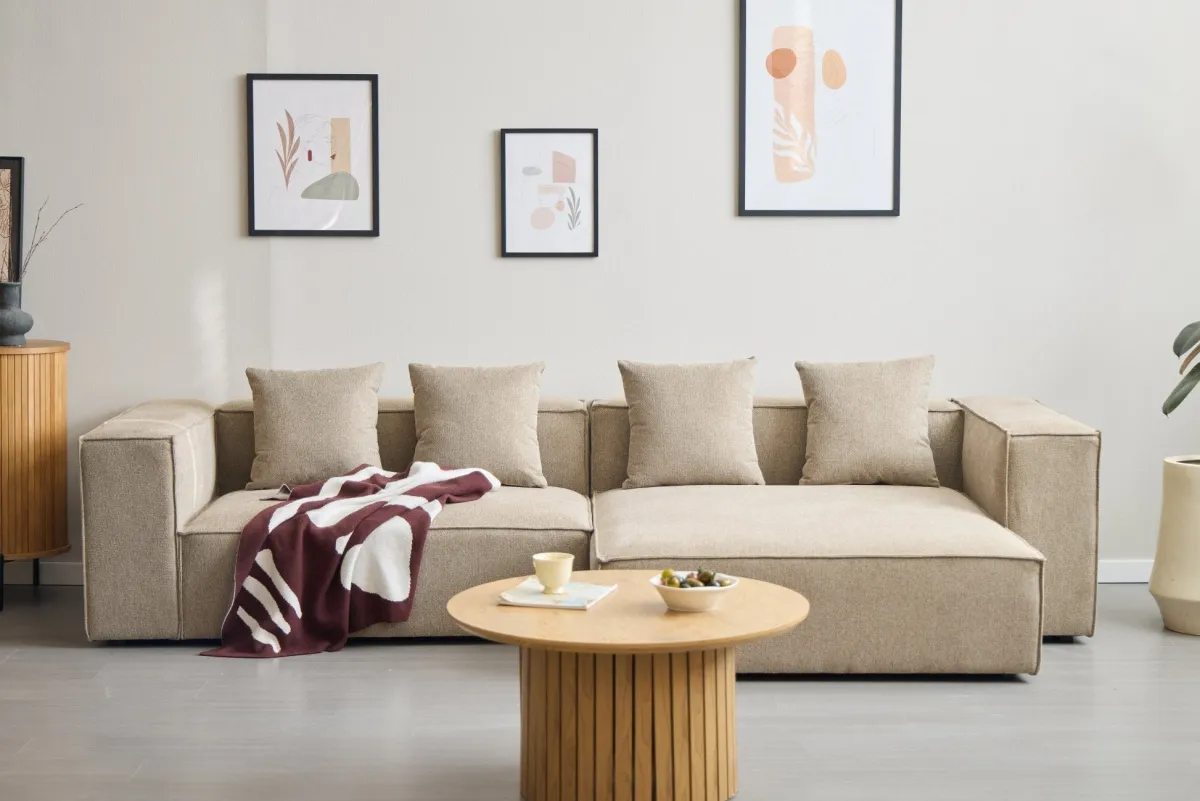 Nimara Hailey - Højrevendt chaiselong modulsofa i sand med 2 moduler L: 294 X D: 148 X H: 65 cm* Sofaer