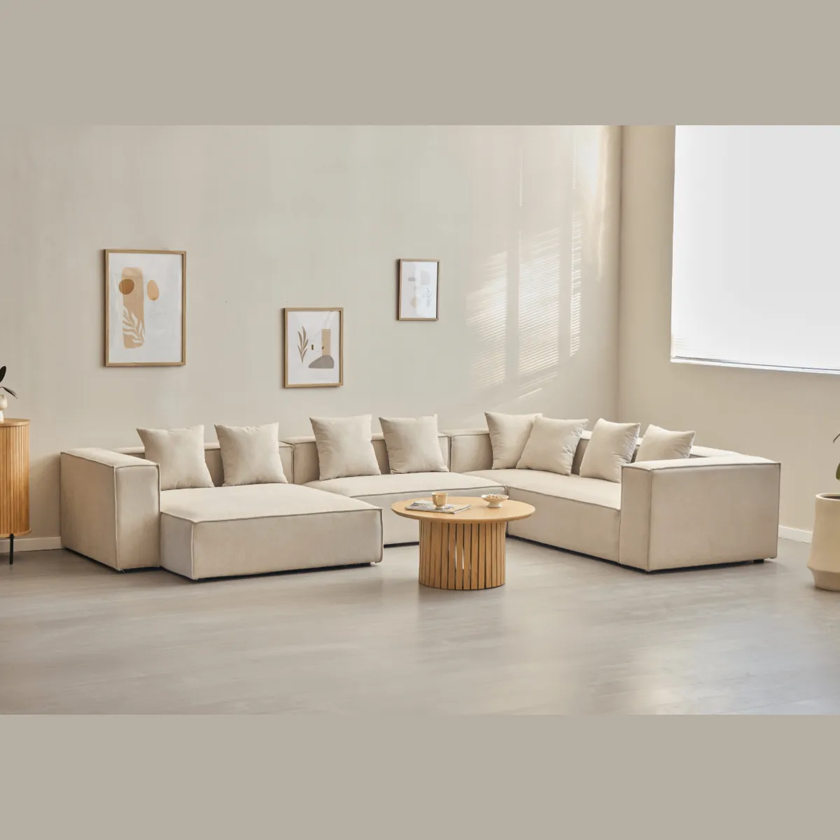 Nimara Hailey - U-sofa modulsofa i beige med 4 moduler - Højrevendt chaiselong L: 368 X D: 247 X H: 65 cm* Sofaer