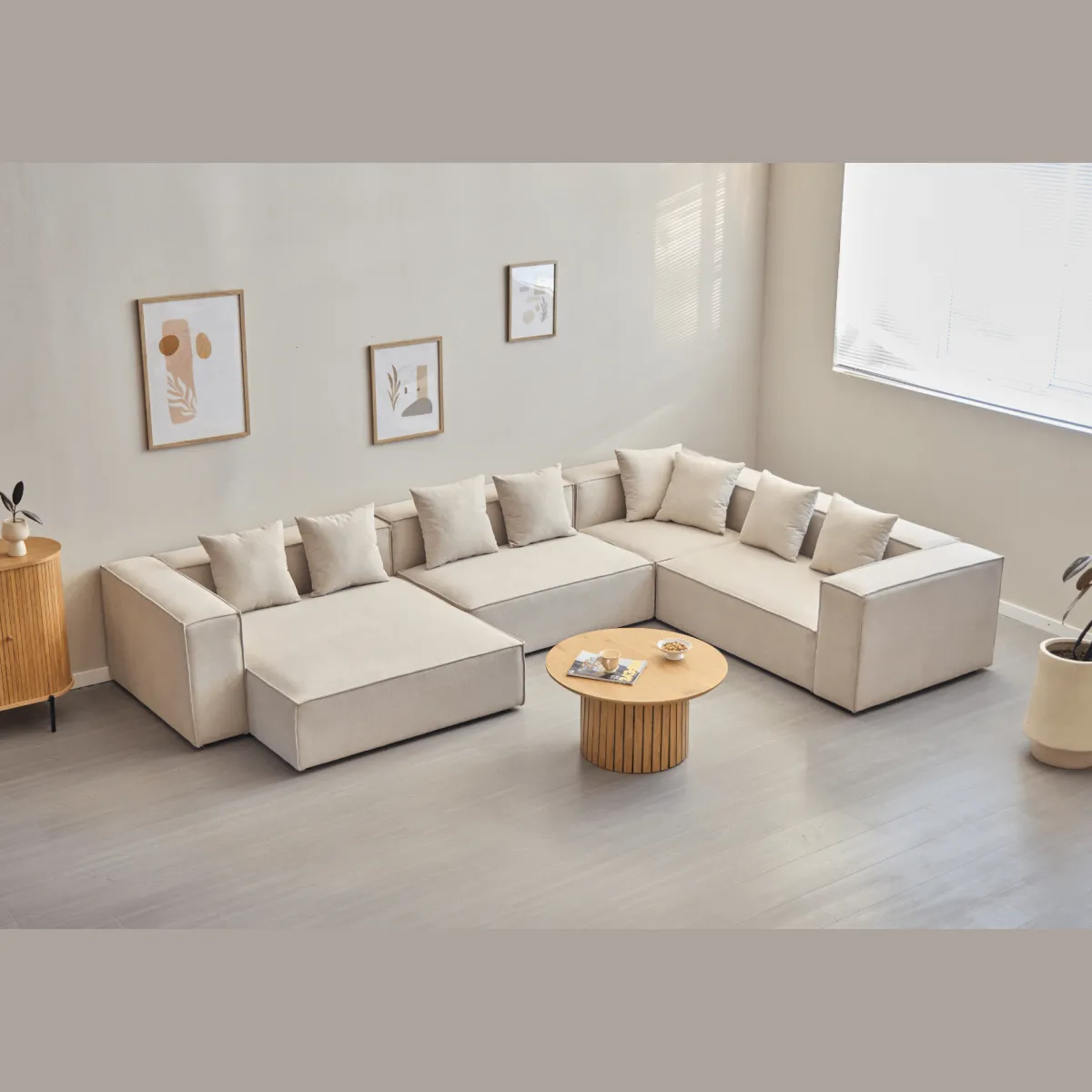 Nimara Hailey - U-sofa modulsofa i beige med 4 moduler - Højrevendt chaiselong L: 368 X D: 247 X H: 65 cm* Sofaer