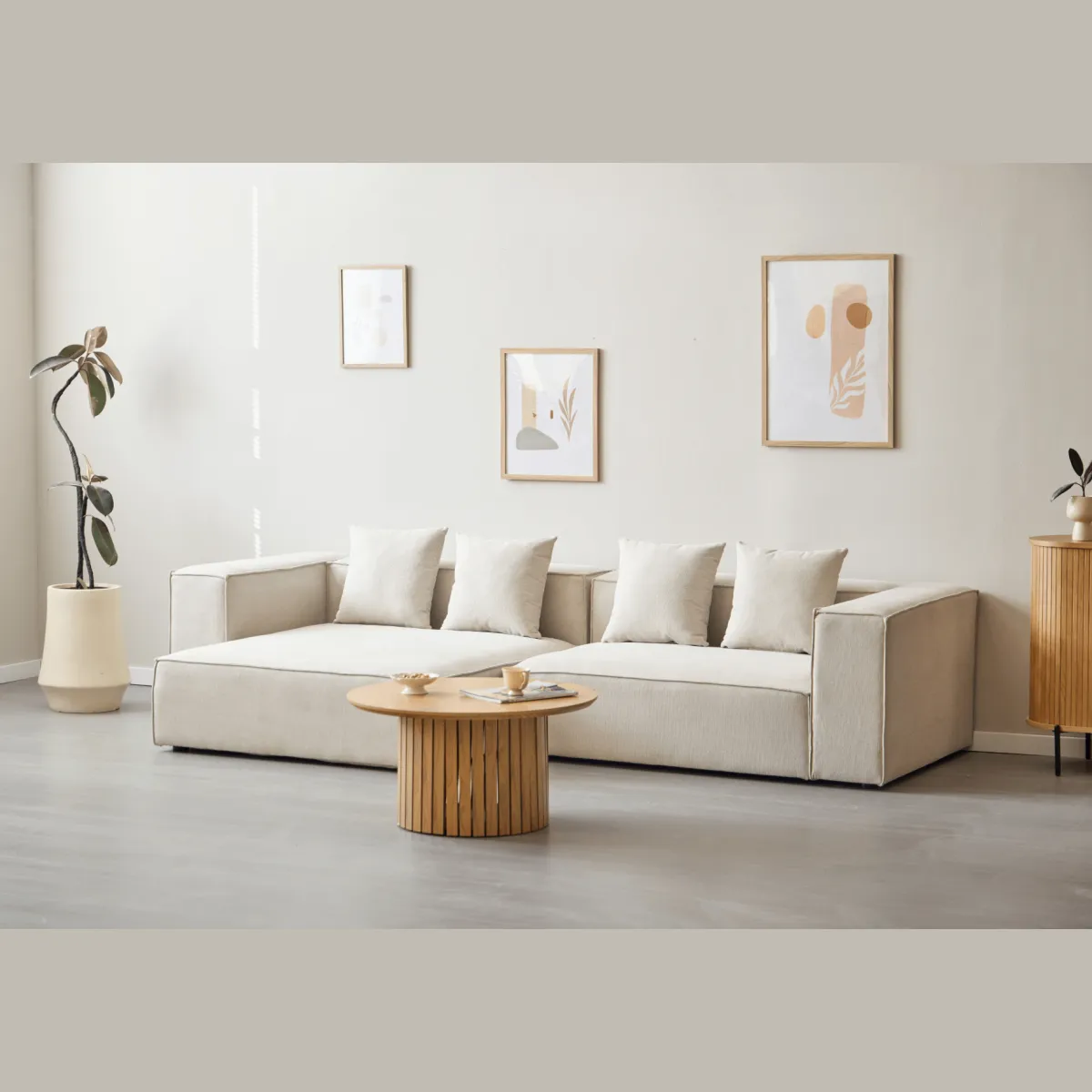 Nimara Hailey - Venstrevendt chaiselong modulsofa i beige med 2 moduler L: 294 X D: 148 X H: 65 cm* Sofaer
