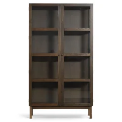 Nimara Havana egetræ vitrineskab i røget eg med 2 låger -180x40x100 cm* Vitrineskabe|Vitrineskabe