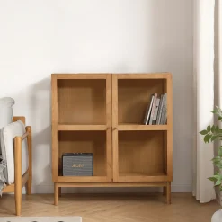 Nimara Havana egetræ vitrineskab med 2 låger -110x40x100 cm* Vitrineskabe|Vitrineskabe
