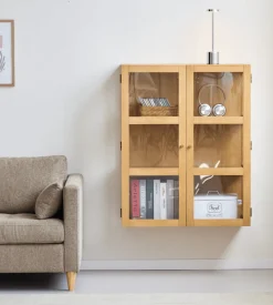 Nimara Havana væghængt vitrineskab i eg 100x80x35 cm* Vitrineskabe|Vitrineskabe