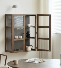 Nimara Havana væghængt vitrineskab i røget eg 100x80x35 cm* Vitrineskabe|Vitrineskabe
