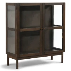 Nimara Havana vitrineskab i røget eg med 2 låger - 110x40x100 cm* Vitrineskabe|Vitrineskabe