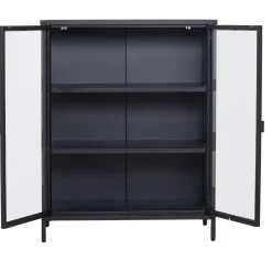 Nimara Herman glas skænk/vitrineskab - Sort metal 80x40x105 cm* Vitrineskabe|Vitrineskabe