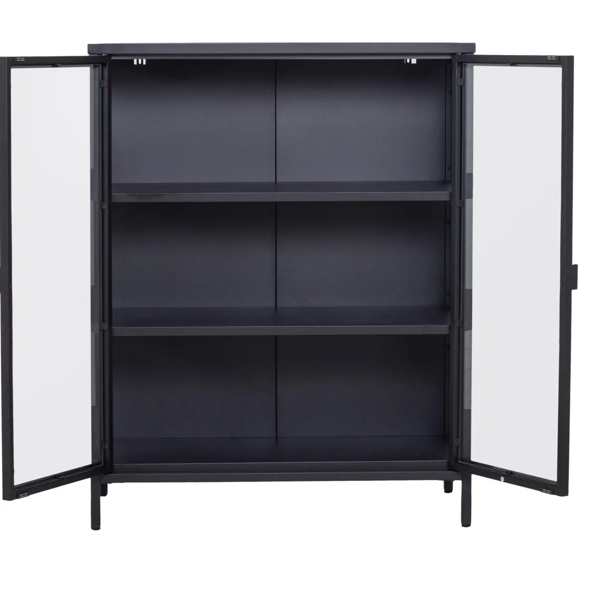 Nimara Herman glas skænk/vitrineskab - Sort metal 80x40x105 cm* Vitrineskabe|Vitrineskabe