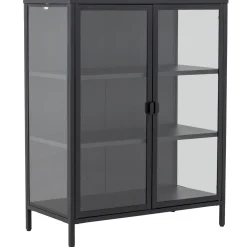 Nimara Herman glas skænk/vitrineskab - Sort metal 80x40x105 cm* Vitrineskabe|Vitrineskabe