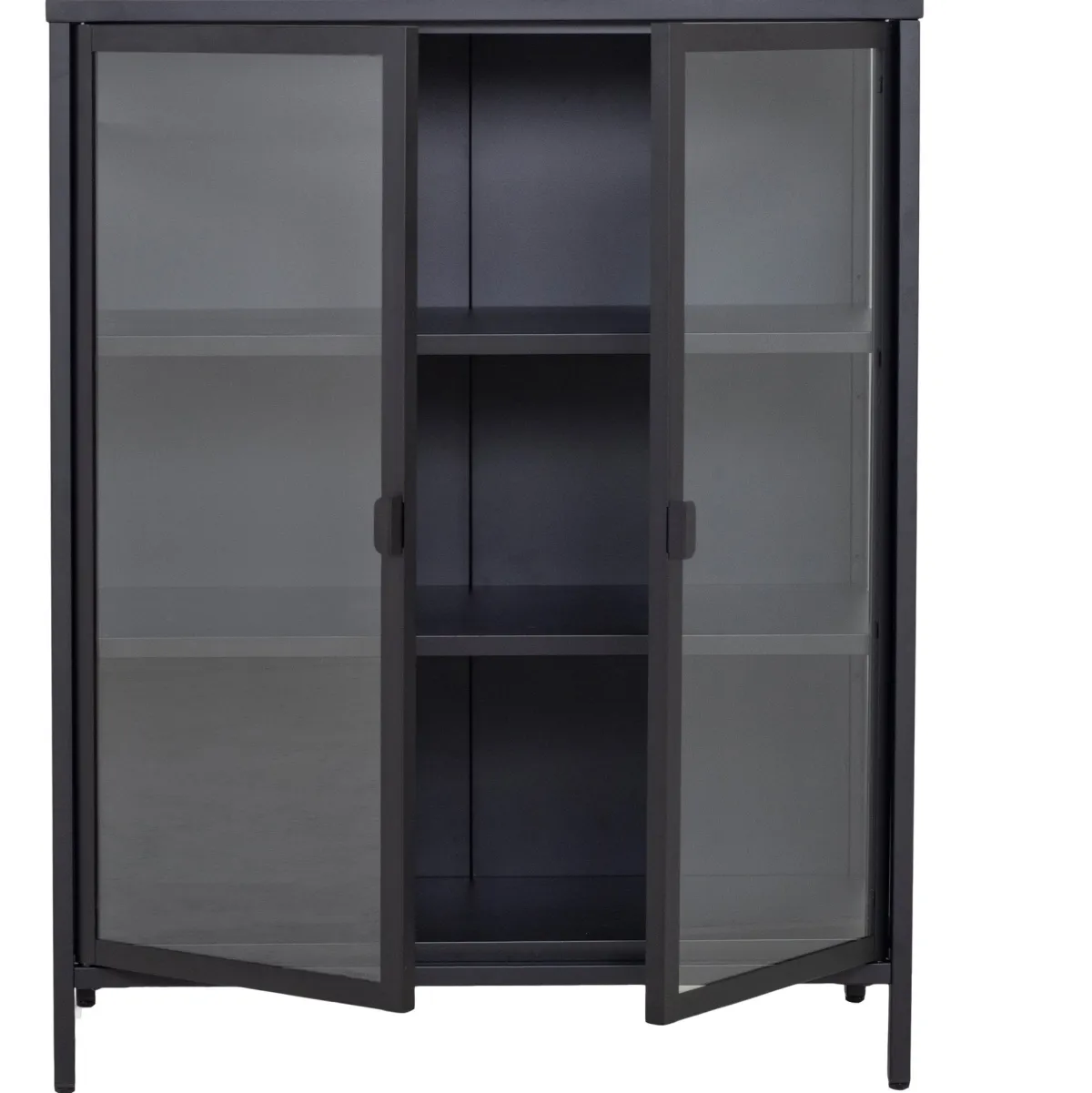 Nimara Herman glas skænk/vitrineskab - Sort metal 80x40x105 cm* Vitrineskabe|Vitrineskabe