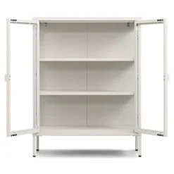 Nimara Herman glas skænk/vitrineskab - Beige metal 80x40x105 cm* Vitrineskabe|Vitrineskabe