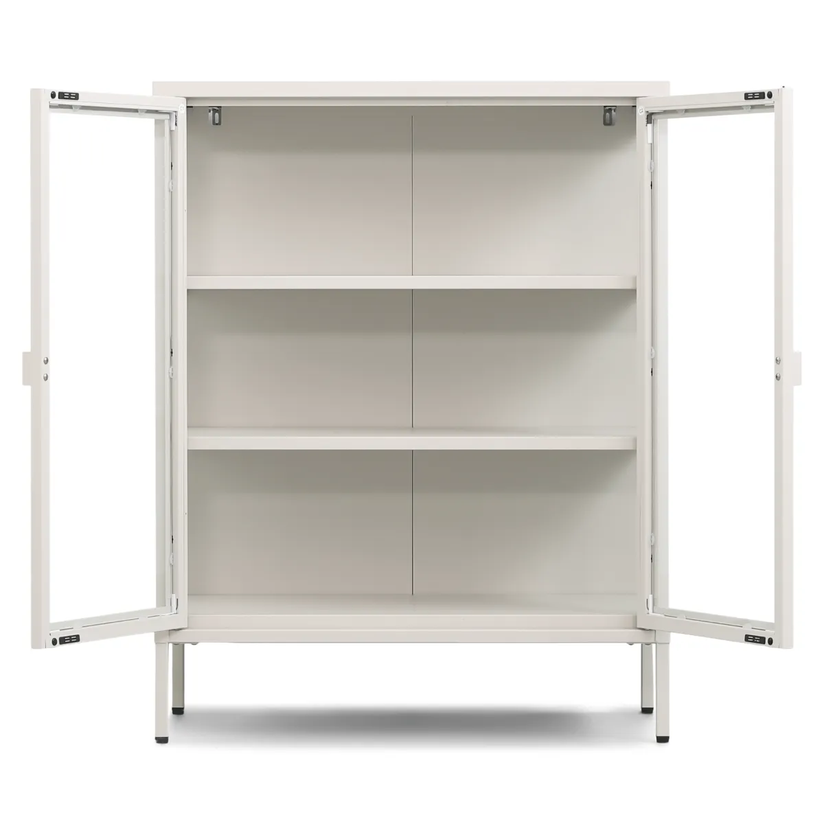 Nimara Herman glas skænk/vitrineskab - Beige metal 80x40x105 cm* Vitrineskabe|Vitrineskabe
